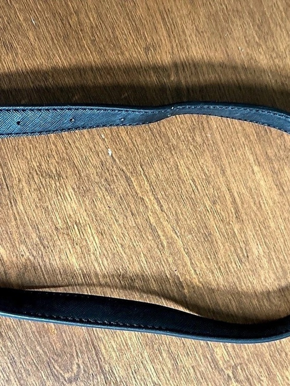 Adjustable black Saffiano leather bag strap